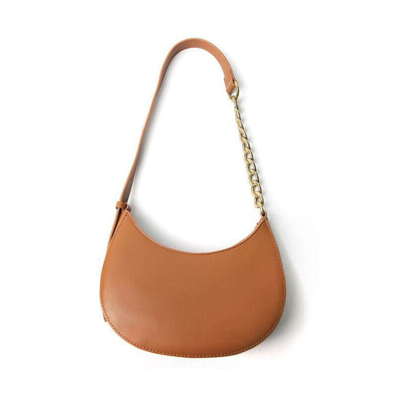 French new version niche design brown single shoulder underarm women's zipper small color chain saddle bag