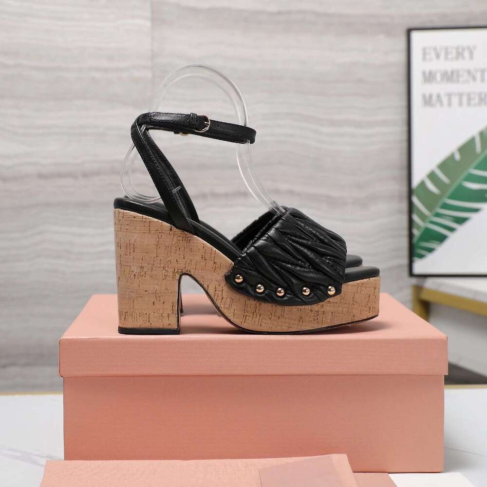Women Size35-41 Genuine Leather Sandals Super High Heels Flat Platform Pumps Pleated Designer Shoes Zapatillas De Mujer