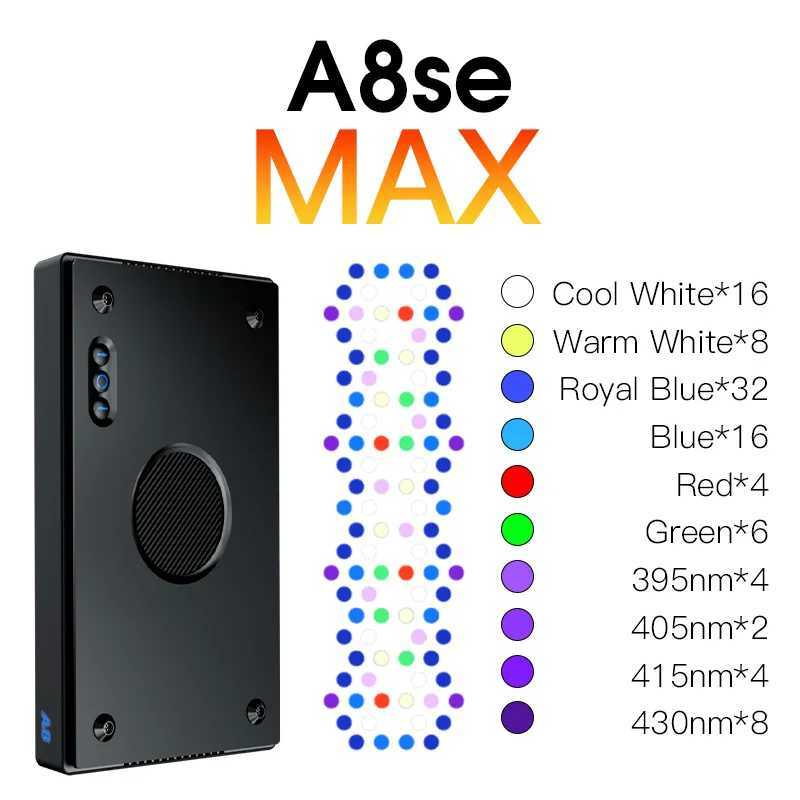 A8 SE II Max 215W Full Spectrum WiFi APP Controlled ProgrammableCoral Reef Marine LED Aquarium Light with brackets for saltwater Z250512