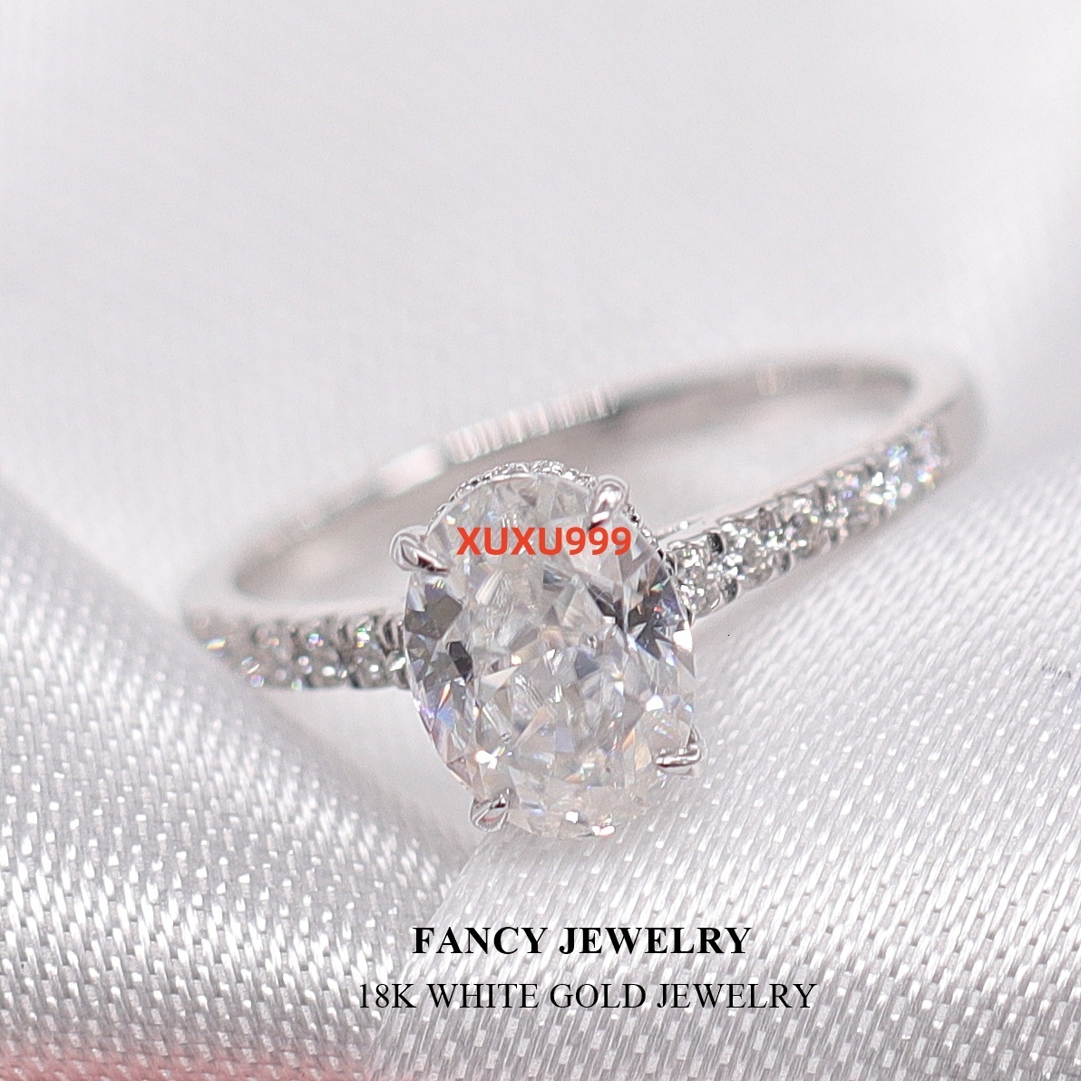 FancyGems Oval Shape Single-Stone Moissanite Ring 14K 18K Solid White Gold Yellow Gold Engagement Moissanite Ring