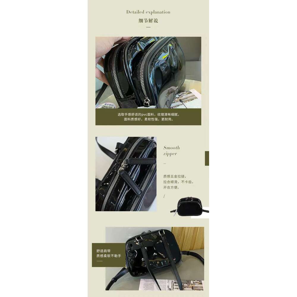 2024 College PVC Patent Leather Outdoor Girls Backpack Bag