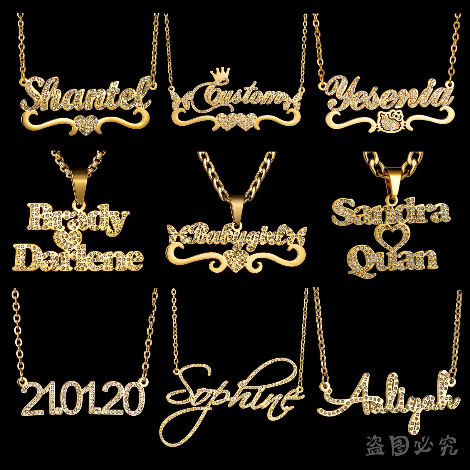 Custom necklace custom English name necklace HIPHOP alphanumeric full diamond micro inlaid pendant