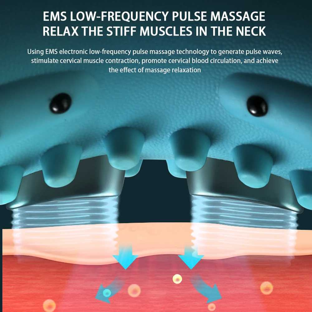 Multifunction EMS Electro Heating Cervical Spine Pillow Wireless Ergonomic Acupres Neck Pillow for Relax Pain ReliefW250512