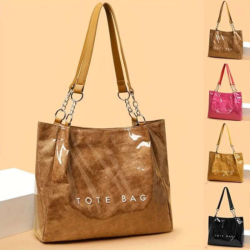 Tote shoulder European and American cross-border hot-selling letter transparent handbag travel outdoor beach bag