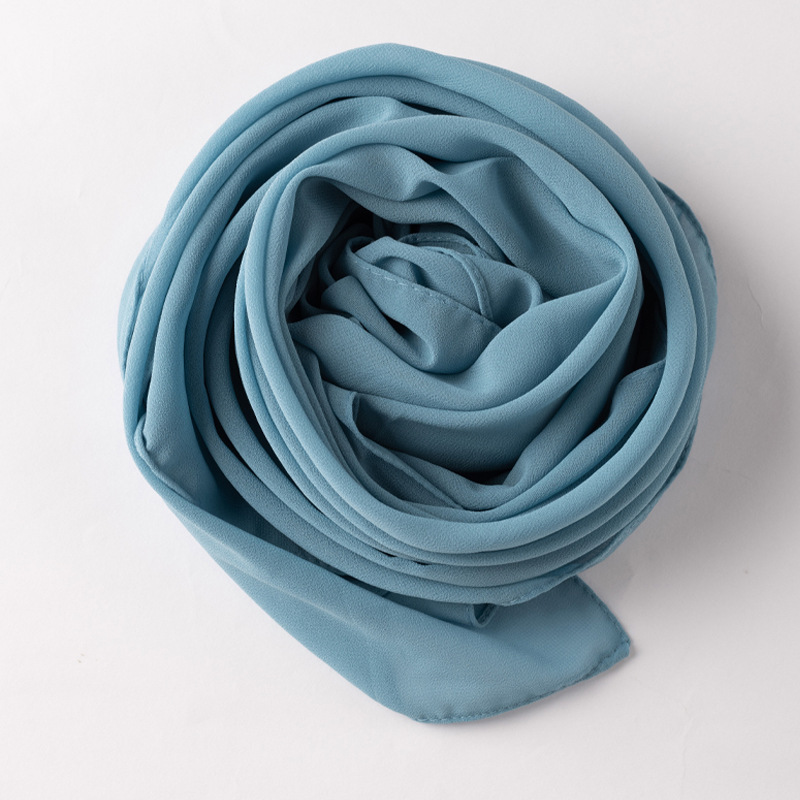 K689 Cross-border monochrome pearl chiffon square scarf Middle Eastern headscarf Muslim scarf Malaysian Hui scarf