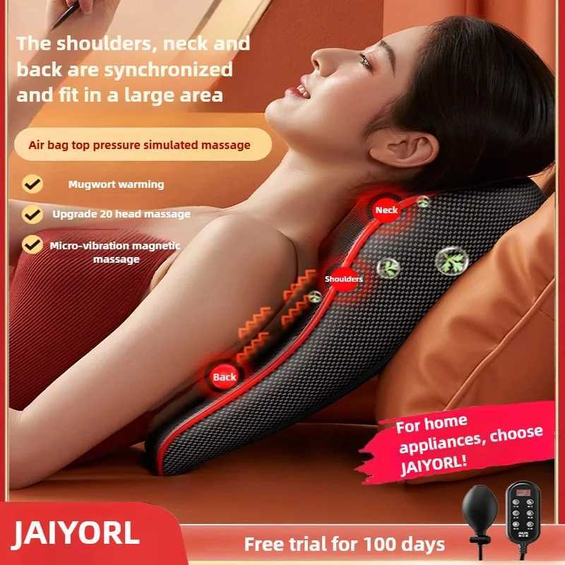 JAIYORL Massage Pillow Electric Airbag Cervical Massager Neck Waist Back Vibration Heating Shoulder Kneading With Remote ControlW250512