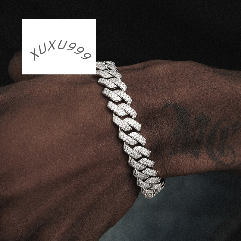 Hot Selling Hip Hop Jewelry 925 Silver Cuban Bracelet GRA VVS Third Party Certified Iced Out Moissanite Bracelet