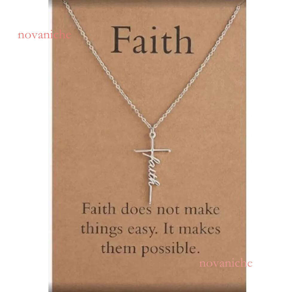 Faith Cross Necklace For Women Men Making Of Titanium Steel Plated Thick Gold Christian Designer Jewelry Woman Girls Valentines Day Religious Gift