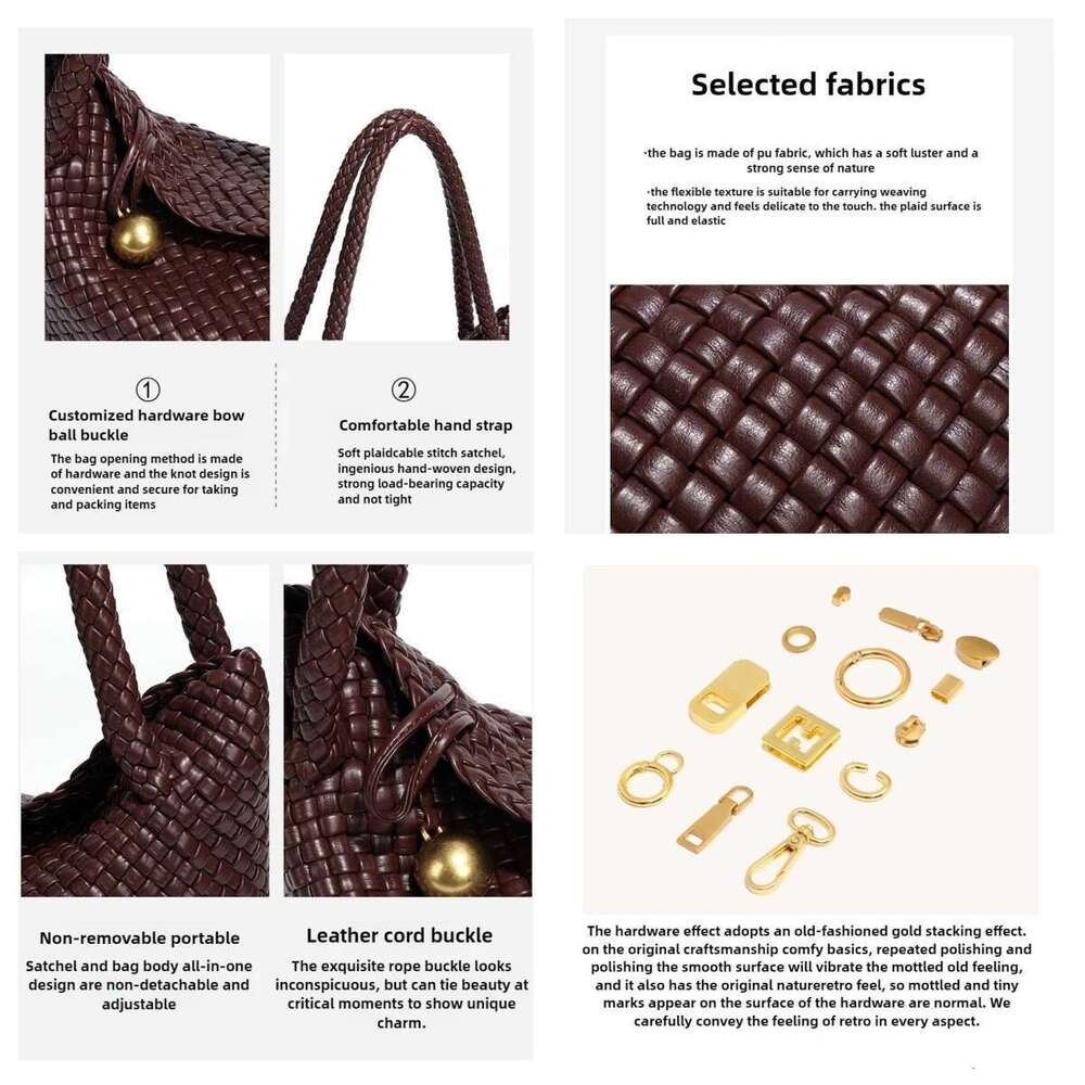 New retro all-handmade large capacity commuting high-end woven single shoulder portable soft leather vegetable basket tote bag