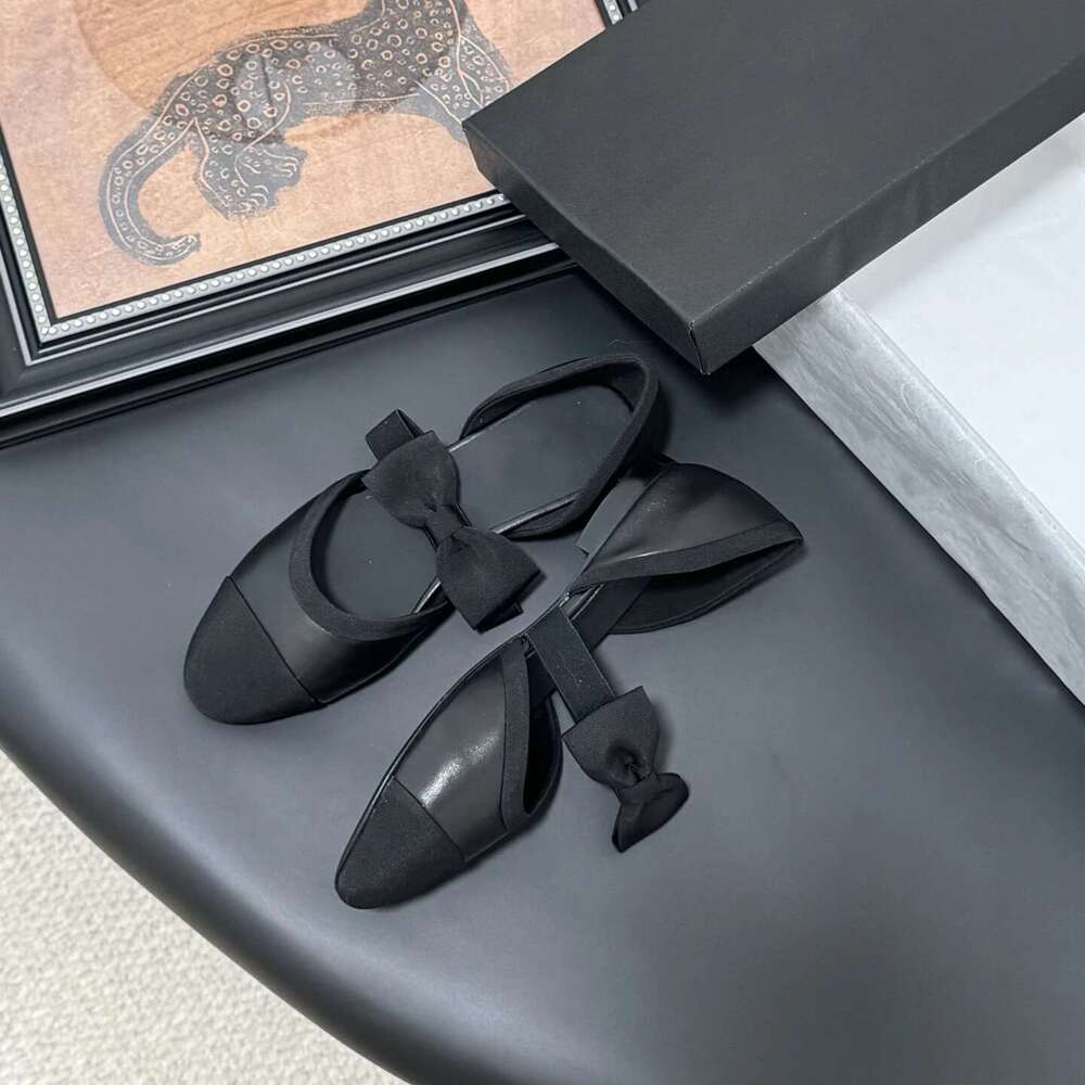New Women Size35-41 Genuine Leather Ballet Flats Butterfly Knot Mary Janes Round Toe Designer Shoes Zapatillas De Mujer