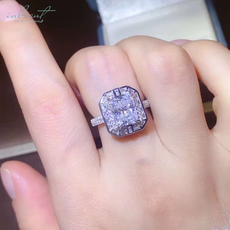Silver 925 Original 3 Ct Brilliant Radiant Cut Diamond Test Past D Color Moissanite Ring for Women Wedding Gift Fine Jewelry