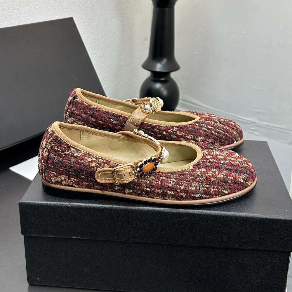 Women Size35-41 Genuine Leather Ballet Flats Mary Janes Round Toe Buckle Strap Lovely Designer Shoes Zapatillas De Mujer