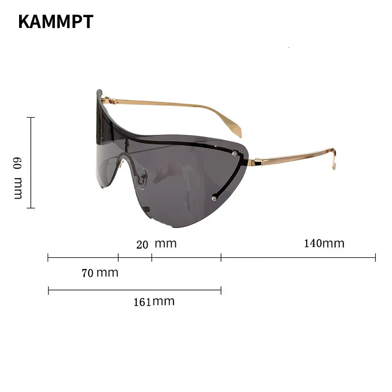 KAMMPT Retro Rimless Metal Shades Y2K Futuristic Decor Womens Sunglasses Ins Punk Ladies Sun Glasses for Hiking Beach 250512