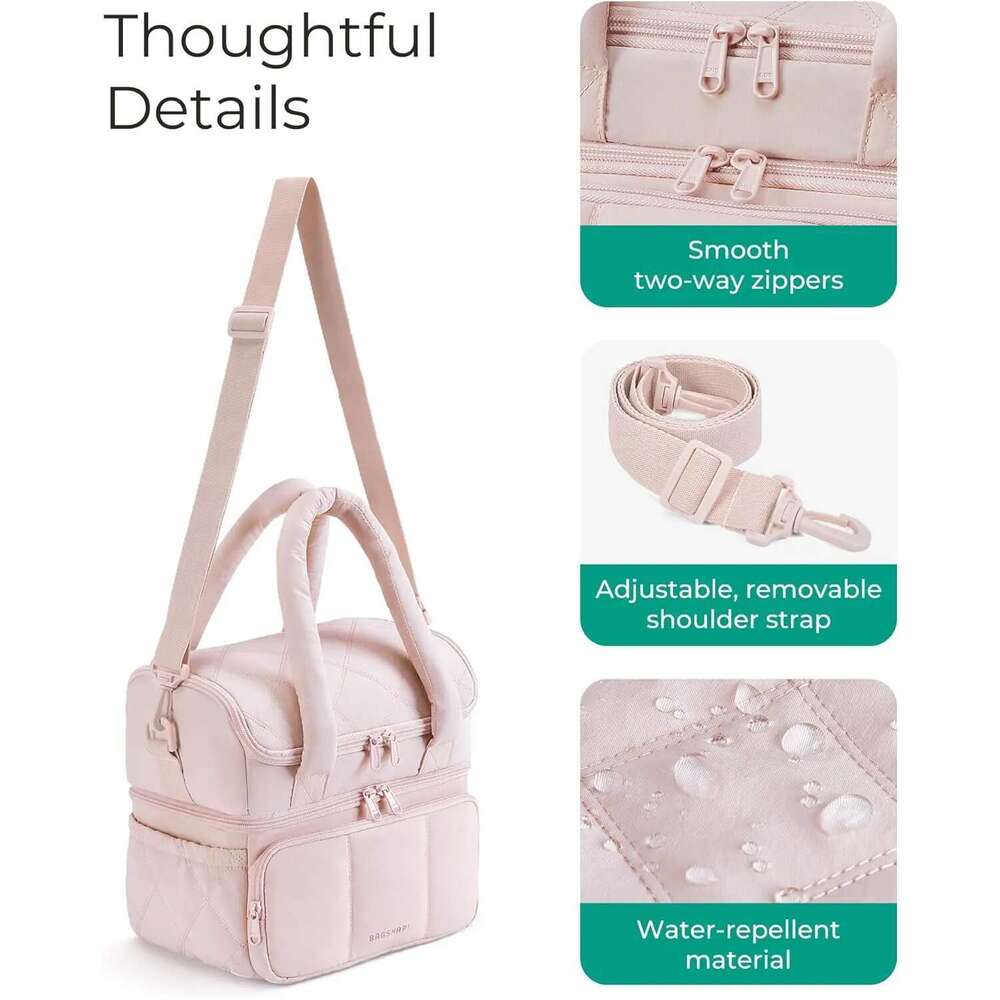 BAGSMART Bag Women Double Deck Insulated Lunch Box Quilted Puffer Tote Leakproof Reusable Large Cooler For Work School