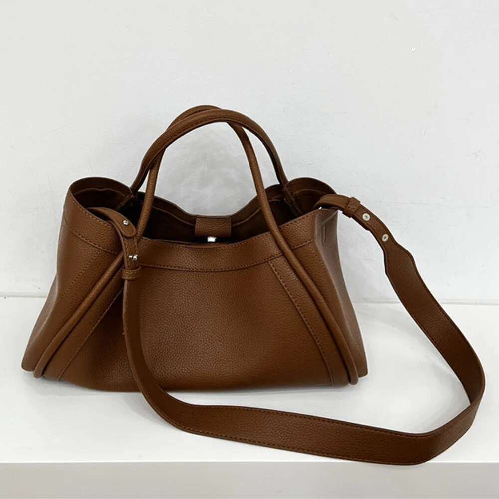 Large Capacity Soft Leather Satchel Classic Solid Color Simple Casual Tote Bags Ladies Single Shoulder Handbag Shopper Bag