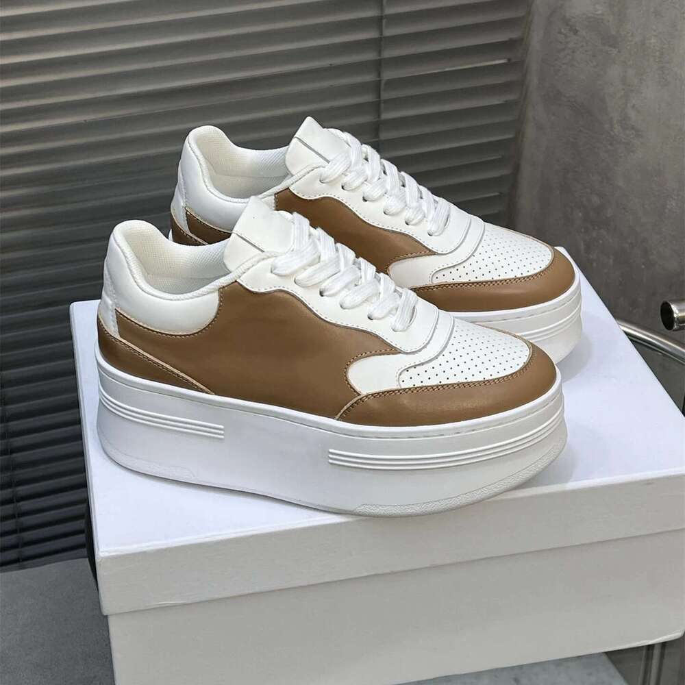 Women Genuine Leather Sneakers Flat Platform Sports Leisure Flats Round Toes Lace Up Designer Shoes Zapatillas De Mujer