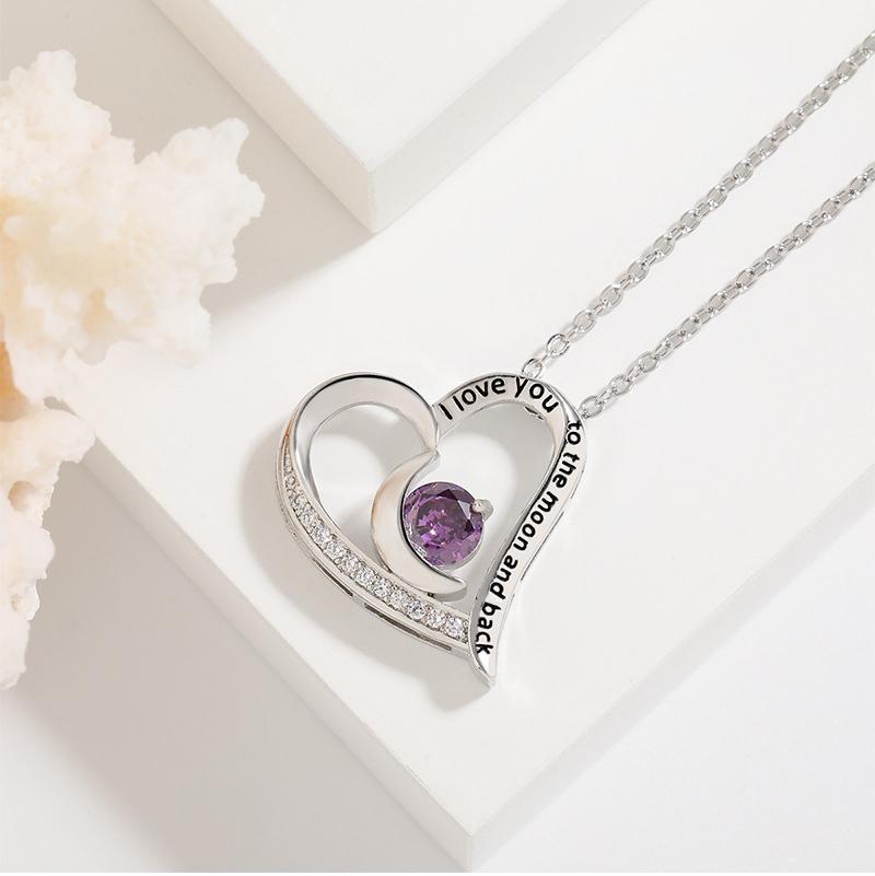 Timeless Love Heart Necklace - Heart-Shaped Moonstone with Sparkling Crystals, Romantic Gift for Her