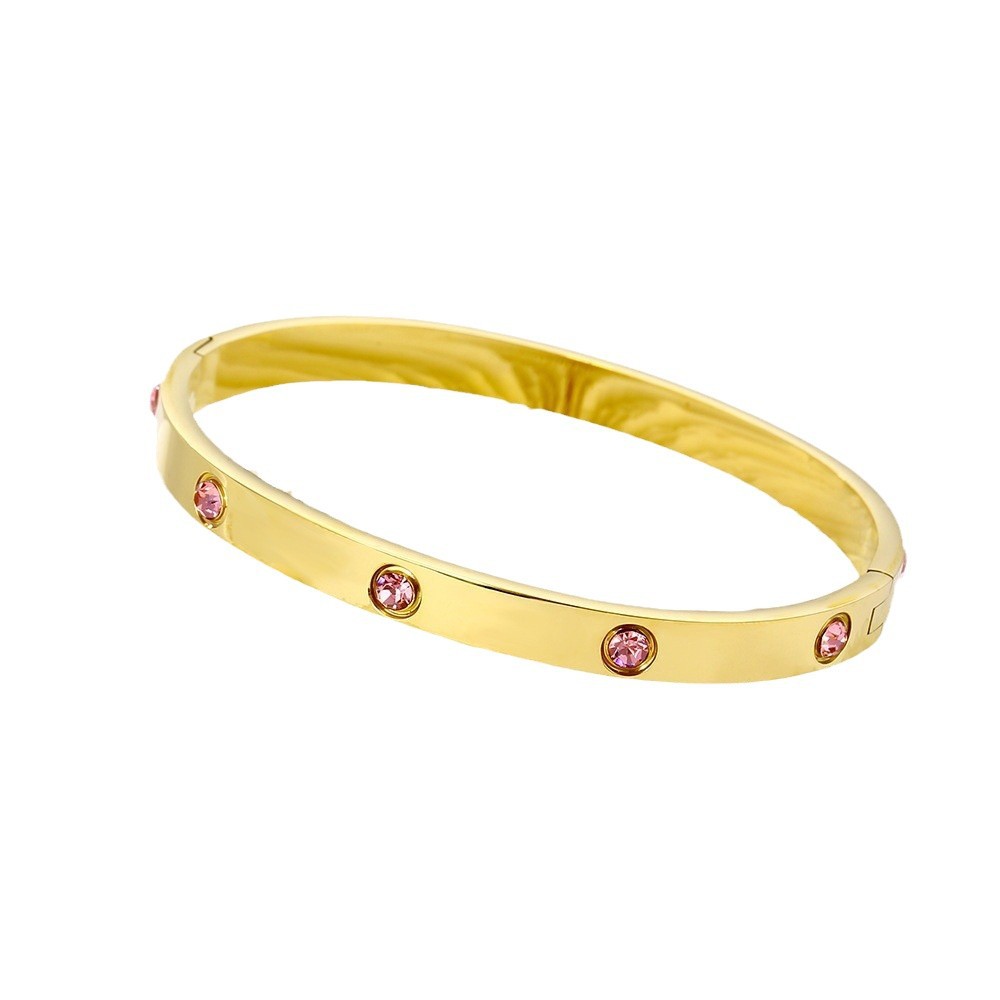 Fashionable Red/Blue Enamel Finish Zircons Bangle Band with Stainless Metal Core