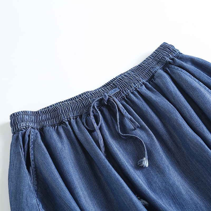 LO11640 Large size denim skirt for women summer new style drape soft high waist slim big swing skirt