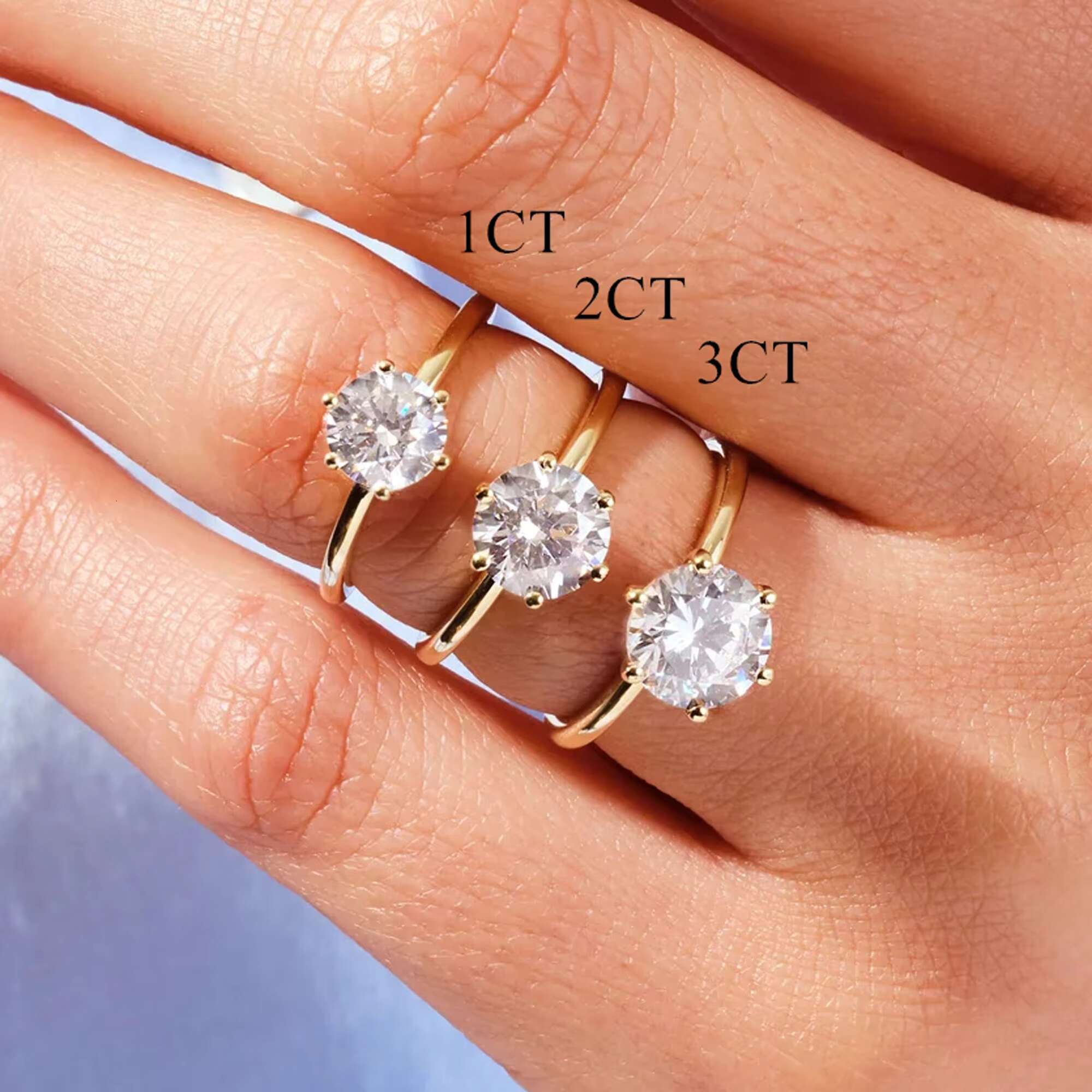 14K Gold Plated Gra Certified Wholesale 3ct Moissanite Ring 5 Ct Moissanite Promise Ring