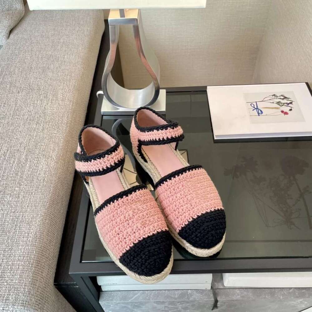 New Women Weaving Sandals Low Heels Flat Platform Espadrilles Buckle Strap Mixed Colors Designer Shoes Zapatillas De Mujer