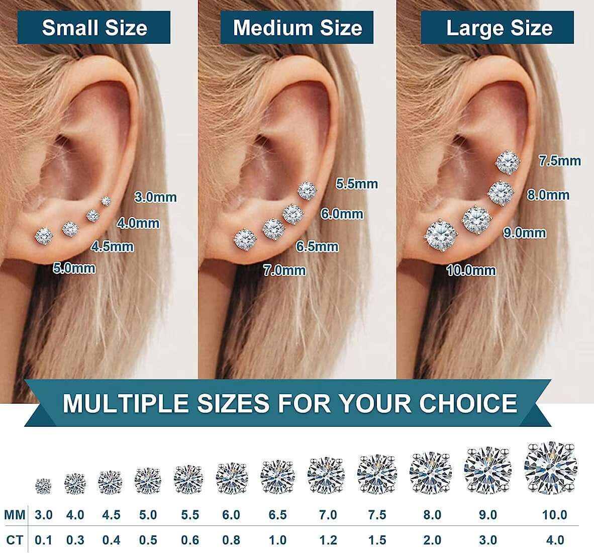 Starsgem Hot Sale Style 10k 14k 18k Solid Gold 1ct 2ct 3ct Moissanite Diamond Gold Stud Earrings Women Fine Jewelry Earrings