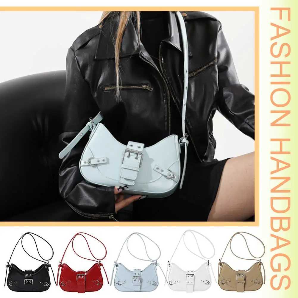 Women Cool Style Crescent Bag Adjustable Strap and Buckle Y2K Shoulder Bag Punk Satchel Bag Large Capacity for Party VacationW250512