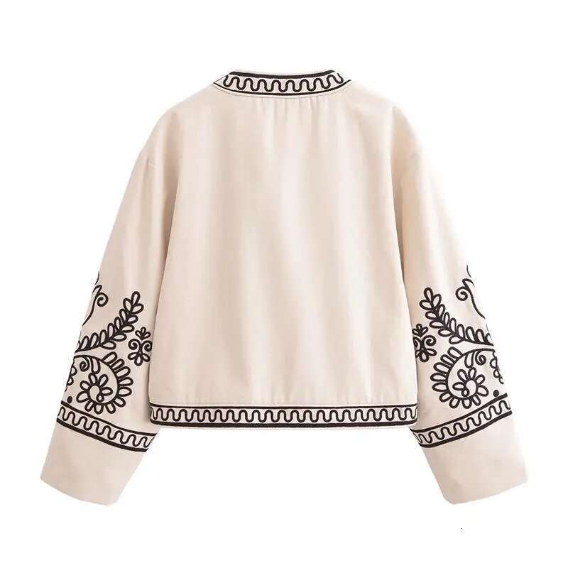 TRAF Autumn Jackets New Chic Embroidery Elegant Young Women's Coat Fashion Street Joker Holiday Jacket