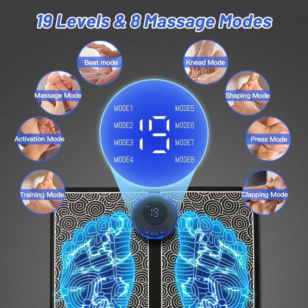 Electric Foot Massager Pad Electrostimulator Massage Mat EMS Muscle Massager Relax Foot Massage Fitness Massager USB ChargingW250512