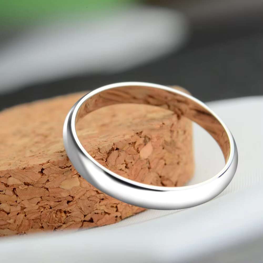 Wholesale High Polish Simple Jewelry 925 Sterling Silver Couple Ring Wedding 2 3 4 5 MM Ring