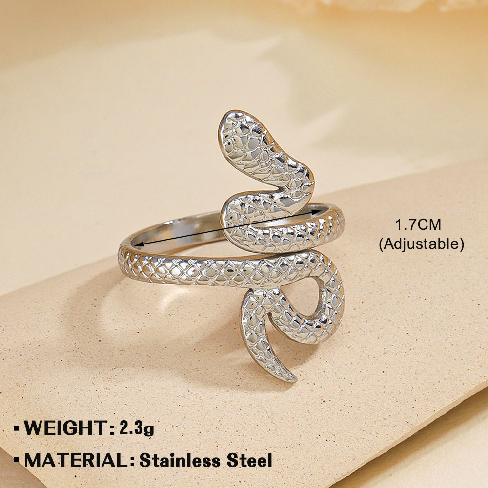 Fashionable and popular shaped stainless steel ring, French titanium plated gold snake ring jewelry