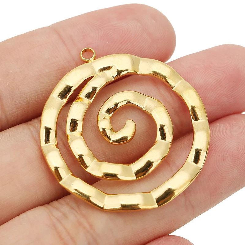 4pcs Stainless Steel Waterproof Large Spiral Circle Pendants Mosquito Coil Charms for DIY Earrings Necklace Jewelry Accessories 250512