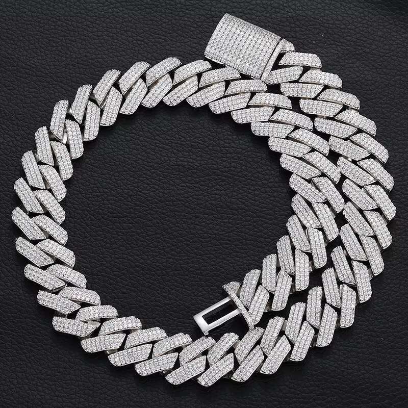 20mm large size all ice out Miami necklace VVS Moissanite Cuban chain link