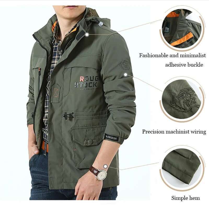 2024 Business Casual Man Sports Coat Autumn Windproof Hooded Jackets Quick Drying Lightweight Outdoor Climbing Outwear