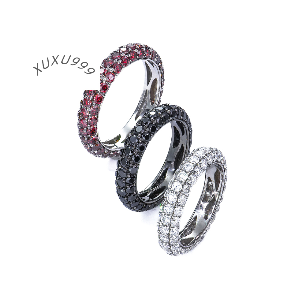 Custom Men Women High Quality Real Silver 925 Jewelry Bling White Red Black Colored Moissanite Diamond Iced Out Eternity Ring