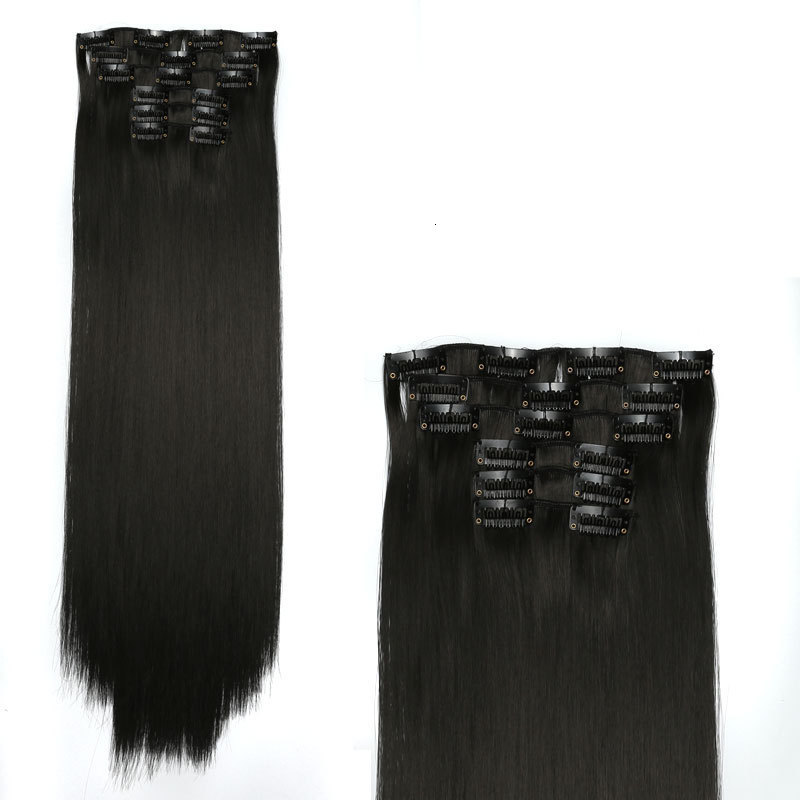 6-piece set of hair extensions long straight hair clips womens hair extensions clips synthetic pieces