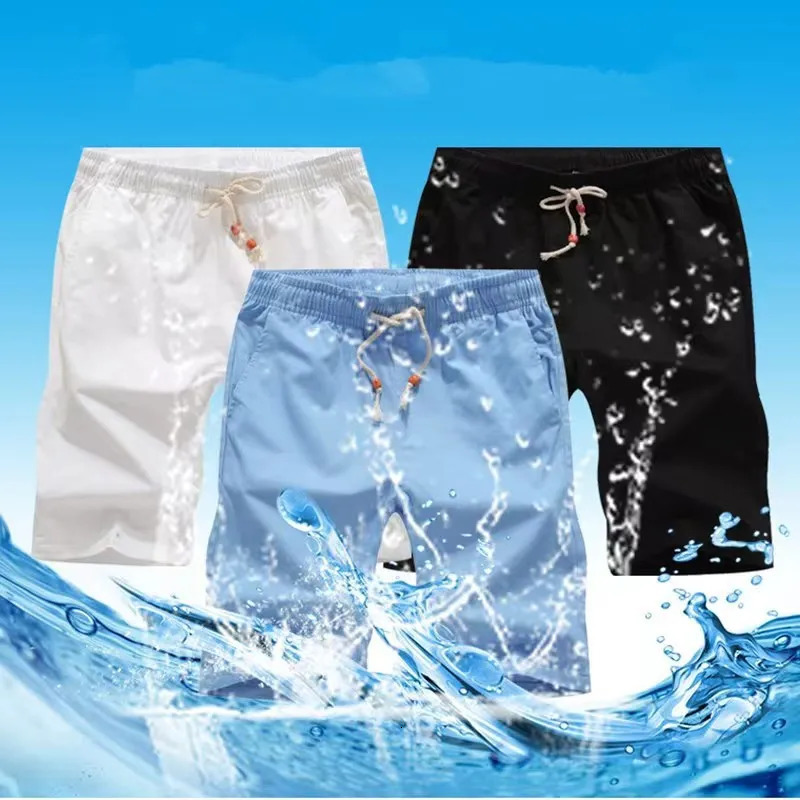 summer mens plus size sports shorts pure cotton casual pants mid length shorts beach pants comfortable cropped pants 250509