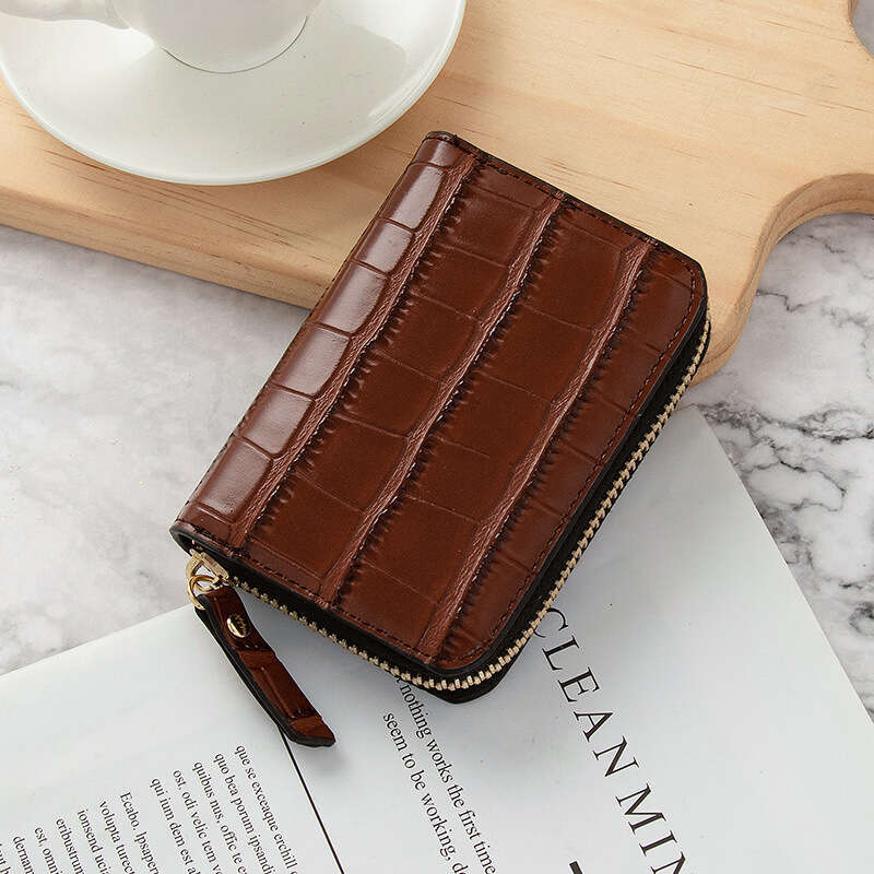 New Women's Mini Korean Edition Crocodile Pattern functional Anti demagnetization Multi Position Driver's License Bank Card Bag