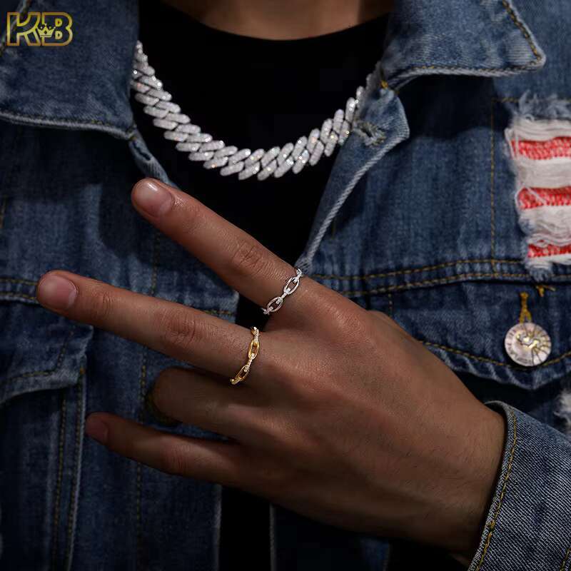 Hip Hop Moissanite Diamond Ring 925 Sterling Silver Iced Out Bling Style Luxury Jewelry for Men Women