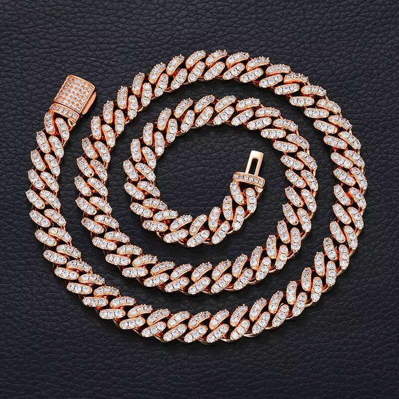 Men Jewelry 8MM VVS Moissanite Gold Plated Chain Hip Hop Sier Iced Out Dia Miami Cuban Link Necklace