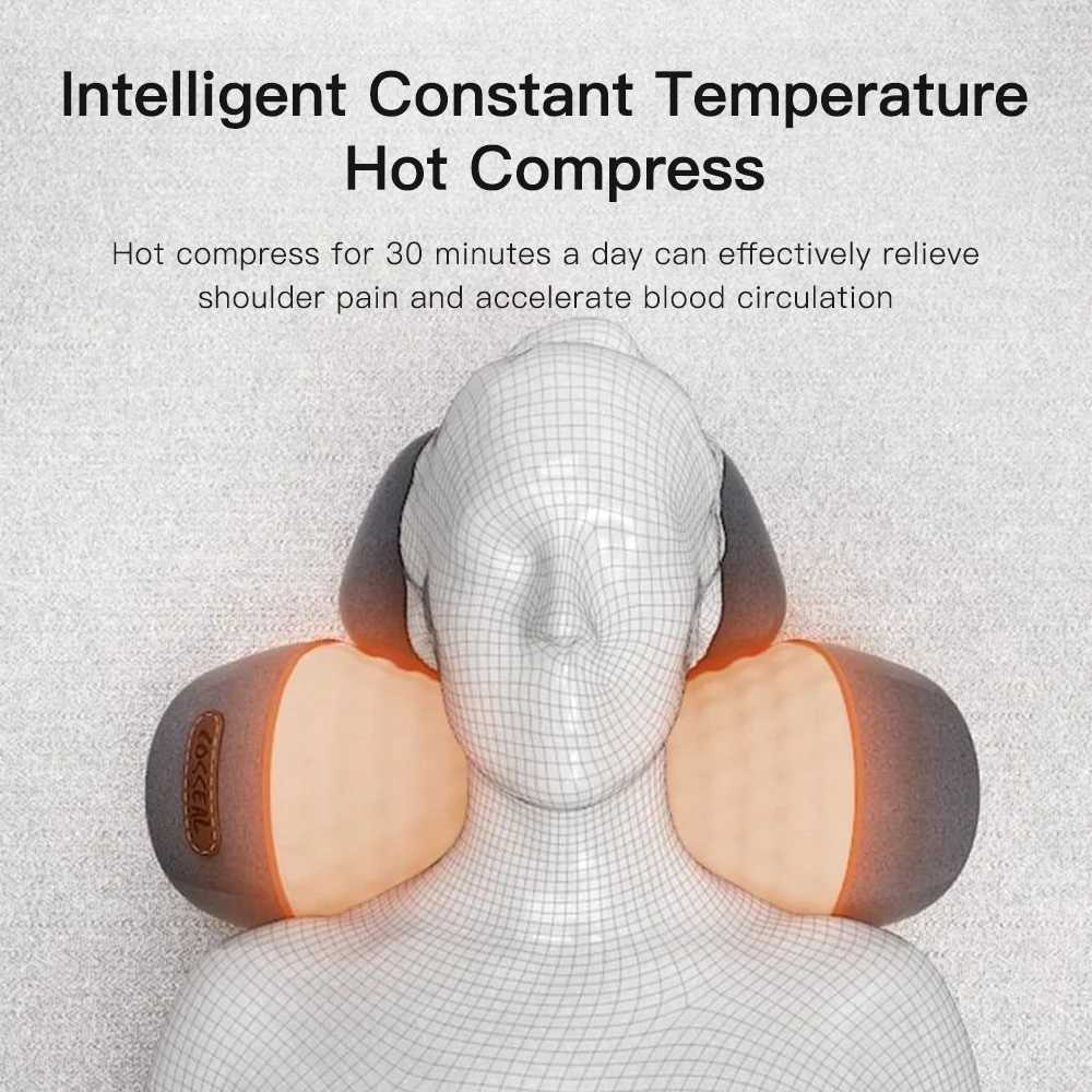Electric Neck Massager Cervical Pillow Hot Compress Vibration Massage Neck Traction Relax Pillow Spine Support Massager PillowW250512