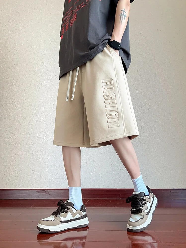 Summer Mens Knit Sweat Shorts Lightweight Cotton Polyester Streetwear Fashion Letter Daily Casual Shorts Big Size 6XL 7XL 8XL 250509