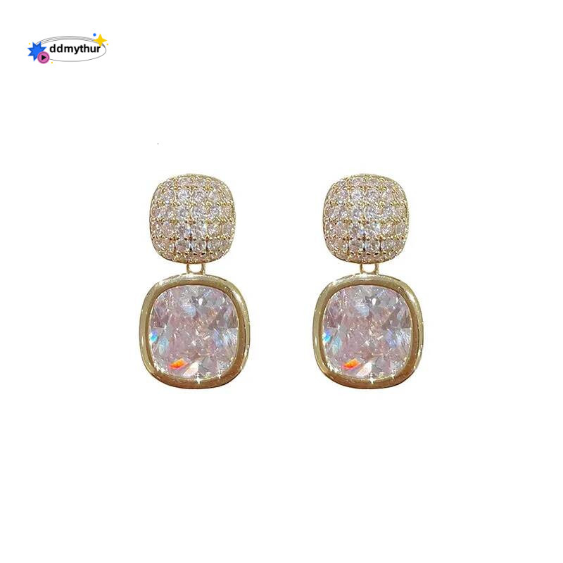 New Square Colorful Zircon Ear Stud Earrings for Women Personality Fashion Daily Wear Accessories Party Jewelry Birthday Gifts ddmythur