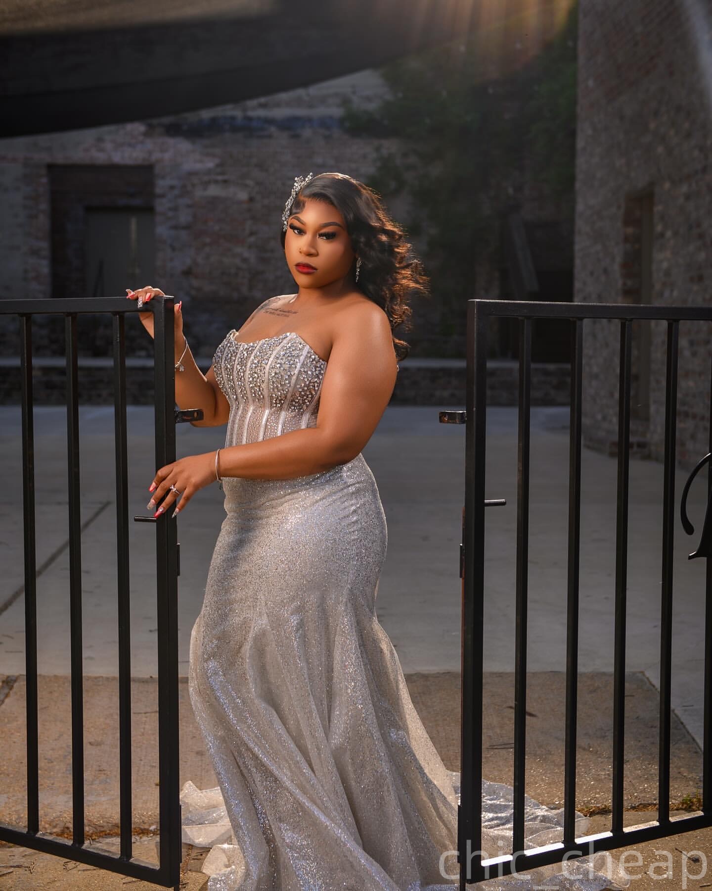Silver Mermaid Plus Size Prom Dresses 2025 Beaded Crystals Sequined Simple Evening Formal Party Second Birthday Engagement Gowns Dress For Special Occ