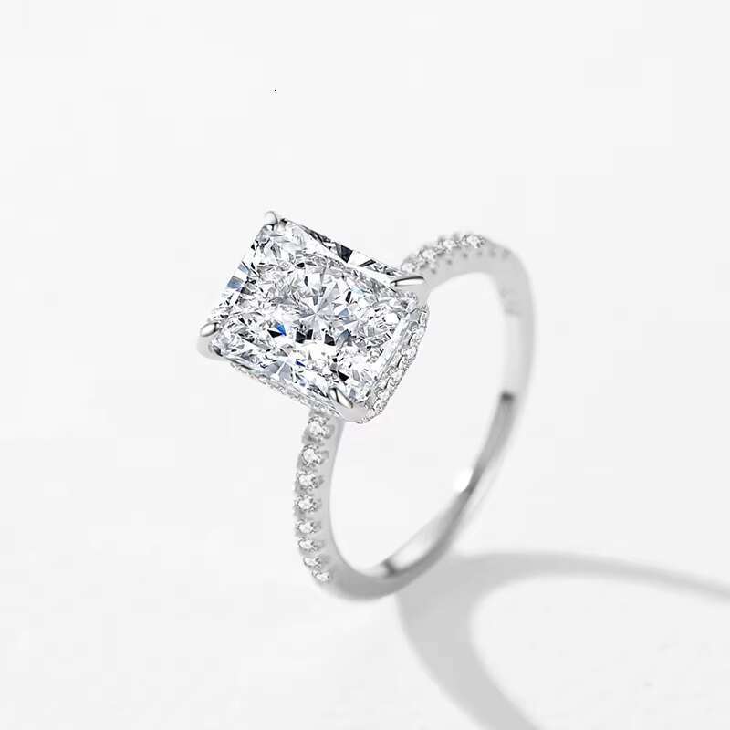 Ailmay Pure Silver Luxury 8A Crushing Ice Cut Zirconia Ring Suitable for Women Wedding Declaration Platinum Plated Jewelry Gift