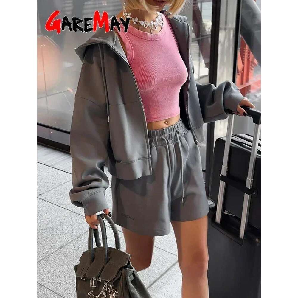 Spring Women's Summer Suit Cotton Oversize Pink Top and Set Two-piece Casual Tracksuit with Shorts for Women