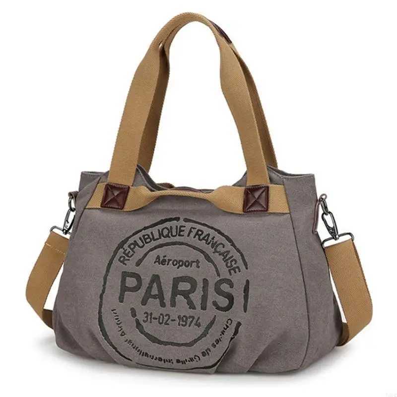 Women Canvas Letter Crossbody Bag Fashionable Shoulder Handbag with Ample Space and Adjustable Strap for Daily EssentialW250512