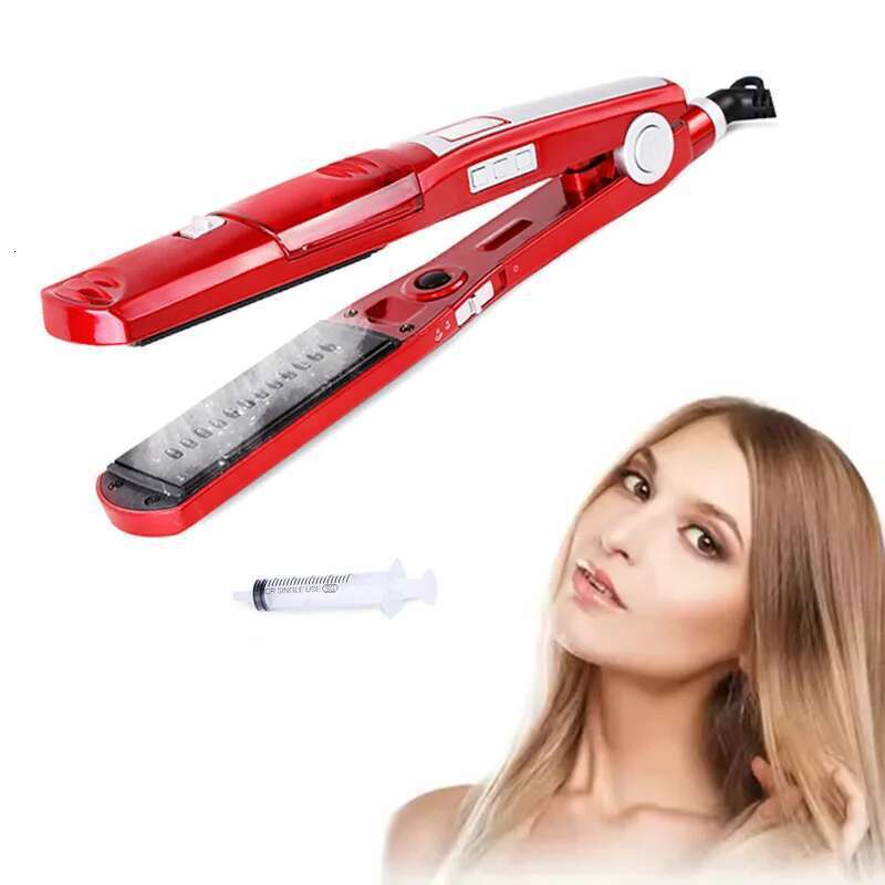 Electric Portable Ceramic Coating Steam Straightener Iron Salon Professional Hair Styling Tool