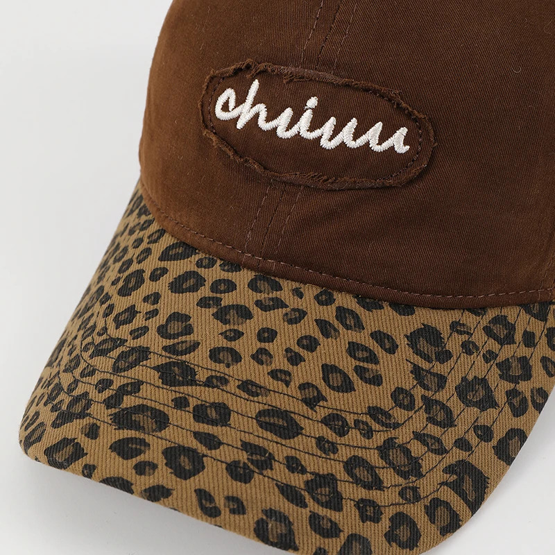 Fashion patchwork yellow brown leopard patch cloth embroidered soft top baseball cap outdoor adjustable allmatch 250512