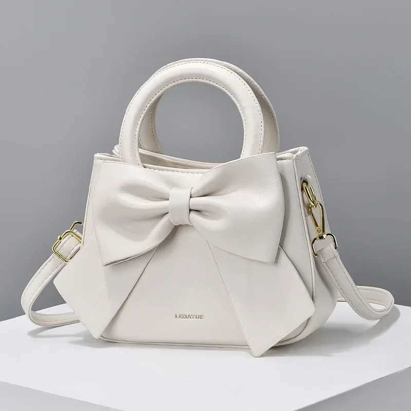 Fashion Casual Handbags For Women Cute Bow Black White Blue Kahki PU Handbags Trendy Daily Shoulder Underarm Bags Womens handbagXJ250512